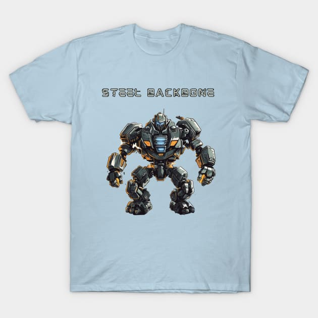 Futuristic Battle Robots Names of Power Steal Backbone T-Shirt by FrogandFog